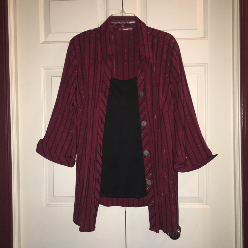 Striped Red Button Down - image 1